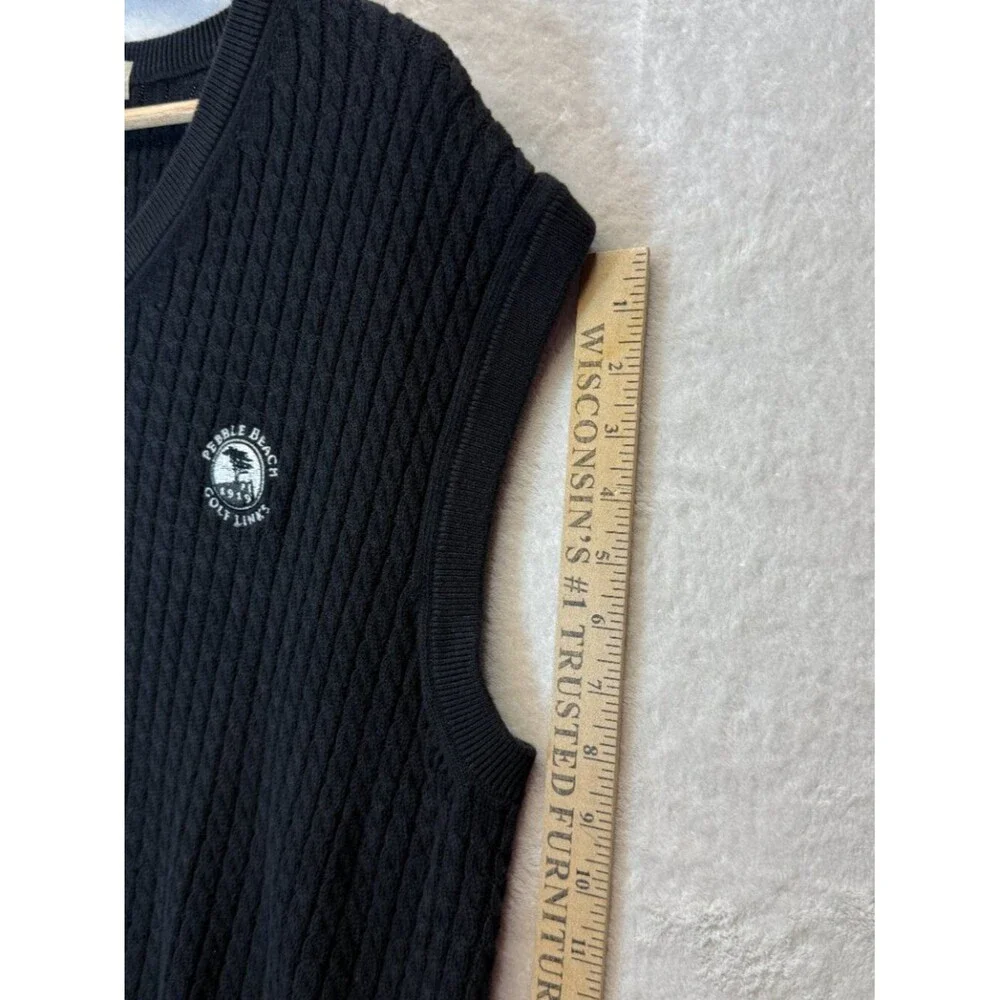 Pebble Beach Golf Sweater Vest Men's XL Black Cable Knit V-Neck Classic